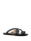 ISABEL MARANT JINSAY GROMMET CRISSCROSS SANDALS IN FADED BLACK