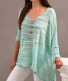 Angel V-neck 3/4 Sleeve Tunic In Mint In Green