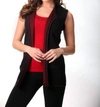 ANGEL BACK EMBROIDERY ZIP-UP VEST IN BLACK/RED