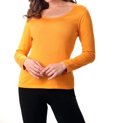 Angel Long Sleeve Scoop Neck Top In Mustard In Yellow