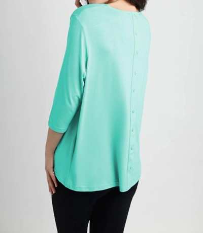 Angel Button-back Scoop Neck Top In Teal In Blue