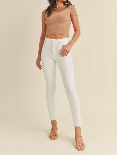 Just Black Denim Skinny Mini Fray Hem Jean In White