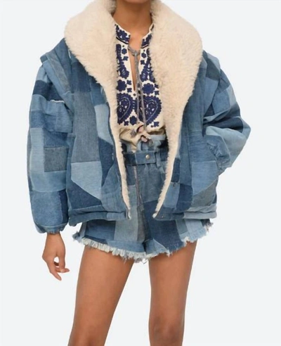 Sea Diego Denim Patched Coat In Blue