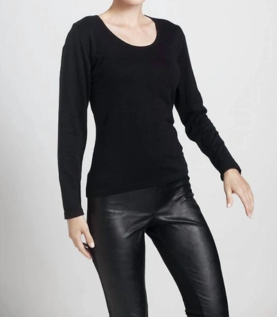 Angel Long Sleeve Scoop-neck Top In Black