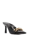 VERSACE Gold Chain Trim Mules In Black