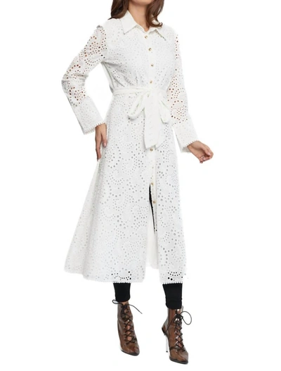 Adore Eyelet Button Down Duster In White