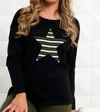 ANGEL STAR CREW NECK SWEATER IN BLACK