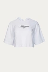 MSGM OPEN-BACK CROPPED T-SHIRT IN WHITE