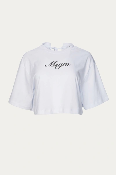 Msgm Open-back Cropped T-shirt In White