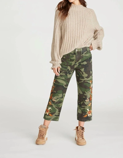 Driftwood Embroidered Capris In Camo In Multi