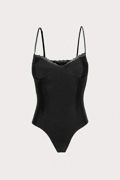 AFRM LIAM FITTED BODYSUIT IN NOIR