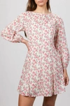 REBECCA TAYLOR IKAT LONG SLEEEVE FLEUR DRESS IN BONE COMBO