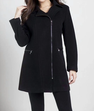 Angel Side-zip Car Coat In Black