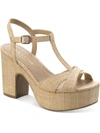 SUN + STONE JILLIEN WOMENS BUCKLE PEEP-TOE BLOCK HEELS