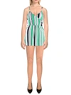 FULL CIRCLE TRENDS WOMENS FAUX WRAP STRIPED ROMPER