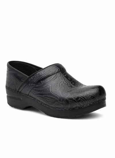 Dansko Professional Clog In Floral Tooled Black In Black Tooled