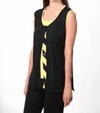 Angel Citrus Twist Button-up Vest In Black/yellow In Multi