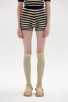 Eenk Sies Textured Knit Shorts In Beige/navy Stripe In Multi