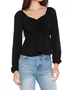 Bobi Off Shoulder Smocked Top In Black