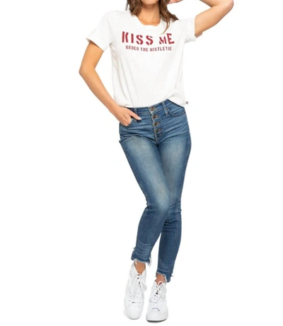 Sol Angeles Kiss Me Boxy Crew Tee In White