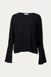 WORN ORA SILK-WOOL LOUNGE TOP IN BLACK