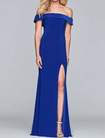 Faviana Off The Shoulder Gown In Royal Blue