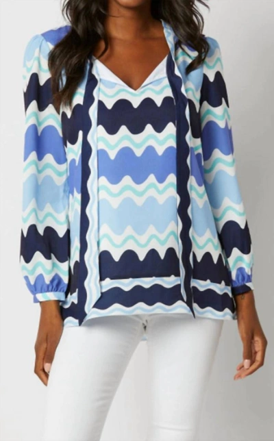 Sail To Sable Bow Front Top In Wave Print In Multi