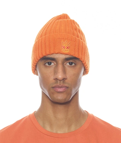 Cult Of Individuality Knit Hat W/tomato And Lemon Chrome In Orange