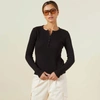 MONROW THERMAL HENLEY TOP IN BLACK