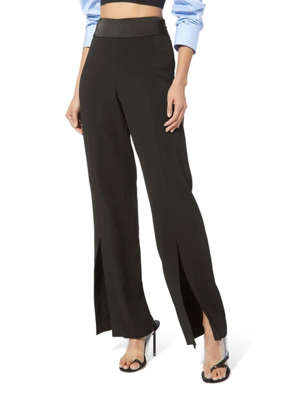 Jonathan Simkhai Ariah Crepe Satin Combo Front Slit Pant In Black