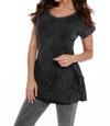 Angel Beaded Short Sleeve Tunic In Charcoal In Pink