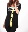 Angel Button-accent Citrus Twist Top In Black/green In Multi