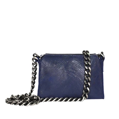 Streets Ahead Leather Mini Crossbody With Chunky Chain In Navy In Blue