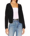 DONNI CHENILLE CROPPED CARDIGAN SWEATER IN BLACK