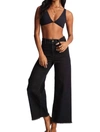 Billabong Free Fall Stretch Crop Wide Leg Jeans In Black