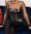 Eva Franco Candace Top In Tribal Shine In Multi