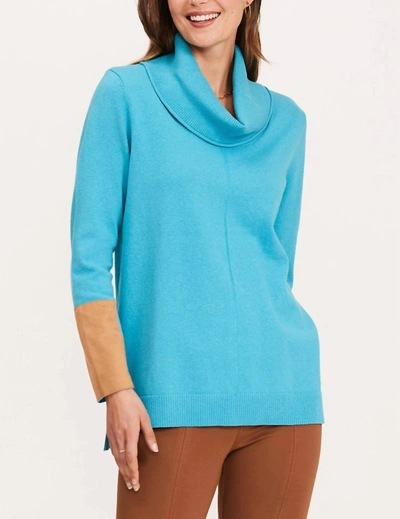 Tyler Boe Cotton Cashmere Cowl Neck Tunic In Turquoise In Blue