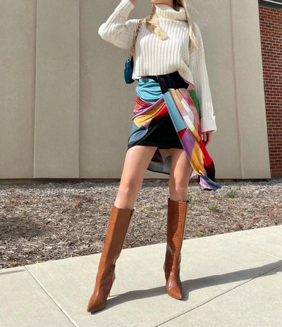 Landscape Body-sculpting Draped Jersey Skirt In Kiki In Multi