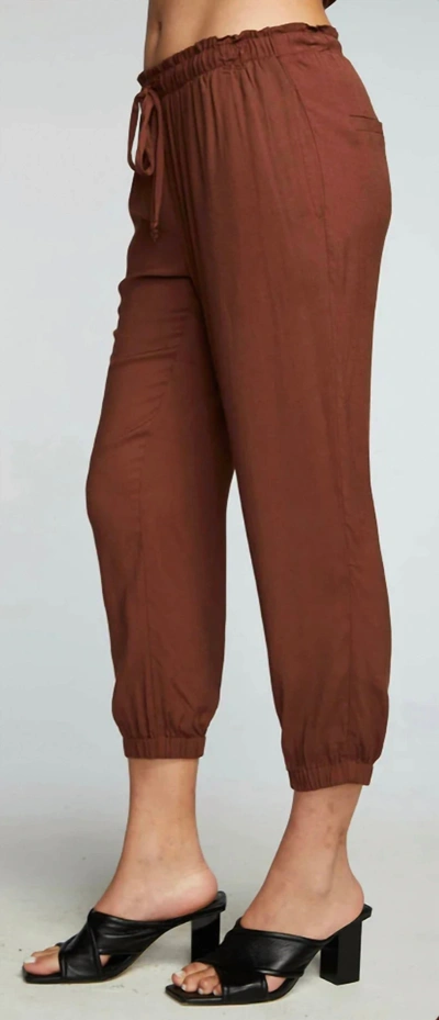 Chaser Heirloom Wovens Cropped Paperbag Waist Pant In Cappuccino In Brown