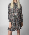 ZADIG & VOLTAIRE RIVALI DRESS IN BLUE FLORAL PRINT