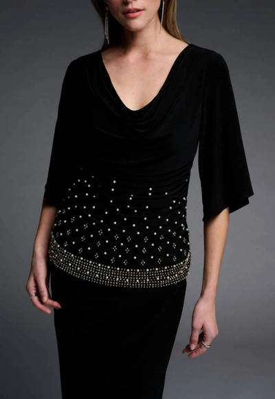 Joseph Ribkoff 3/4 Sleeve Top In Black