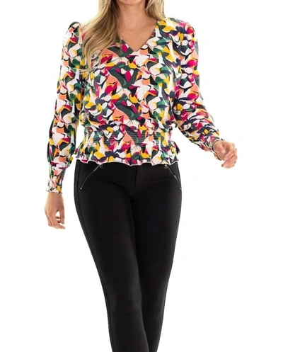 Duffield Lane Roselyn Top In Party Print In Multi