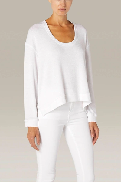 Enza Costa Boucle Cropped Horseshoe Neck L/s In White