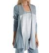 PJ HARLOW SHELBY SATIN TRIMMED ROBE WITH POCKETS IN MORNING BLUE