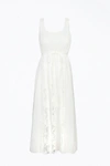 Shop Adelyn Rae Vivian Lace Cotton-voile Midi Dress In White