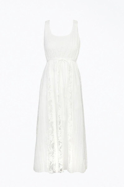 Adelyn Rae Vivian Lace Cotton-voile Midi Dress In White