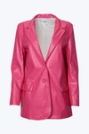 GOLDIE LONDON OVERSIZED SINGLE-BREASTED VEGAN LEATHER BLAZER IN HOT PINK