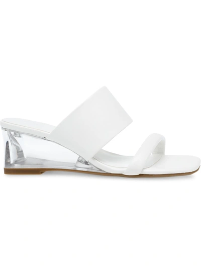Anne Klein Gaia  Womens Slip On Open Toe Wedge Sandals In White