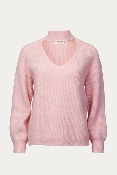 Rd Style Cutout Ribbed-knit Turtleneck Sweater In Blush In Pink