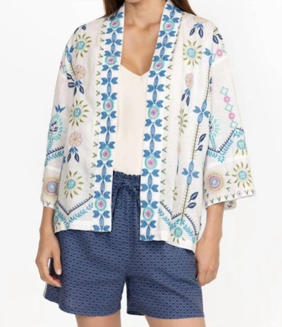 Johnny Was Oriel Open-front Floral-embroidered Kimono In White